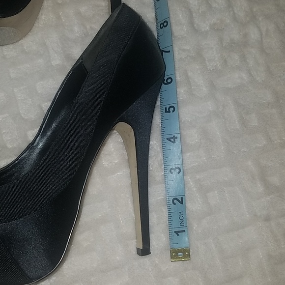 BEBE black satin heels with floral detail - Picture 3 of 6